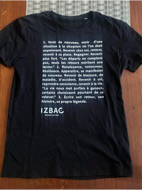 Cool French Black Graphic Tee by Izbac size S